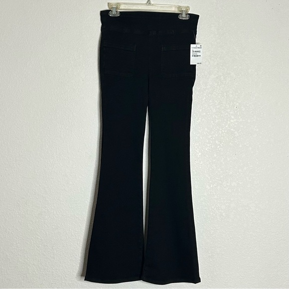 Frame The Bardot‎ Jetset Flare Pull On Pant in Sheen Noir - Picture 5 of 10